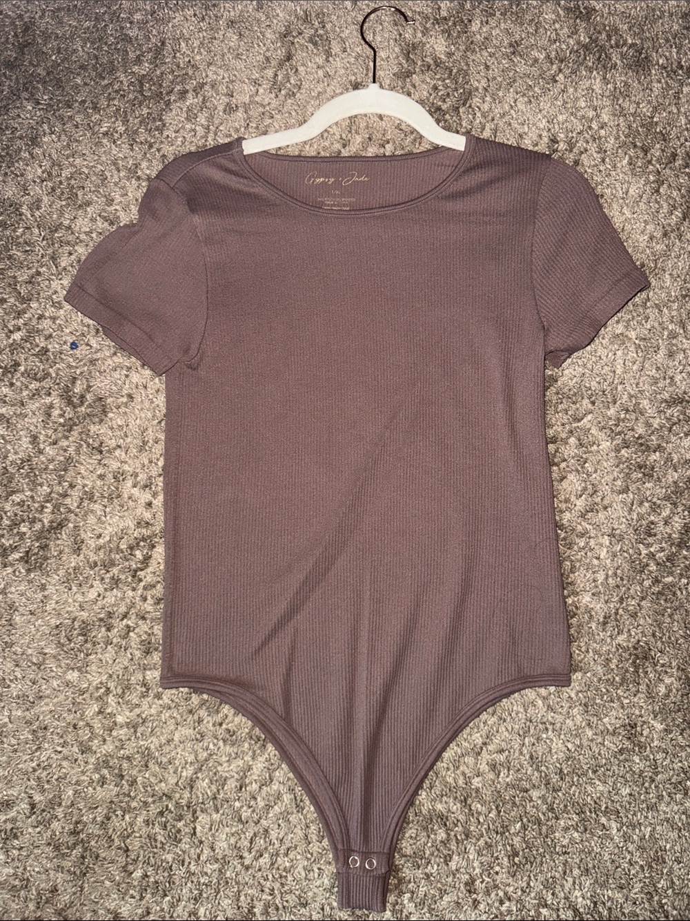 Kohl's Mauve Ribbed Short-Sleeve Bodysuit